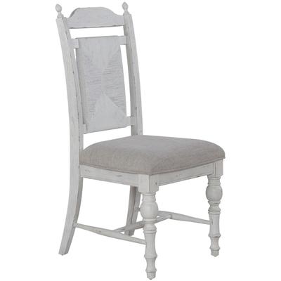 River Place Panel Back Side Chair - Riverstone White/Tobacco