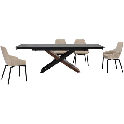 Cyrene/Kadja 5-Piece Extendable Dining Set - Champagne