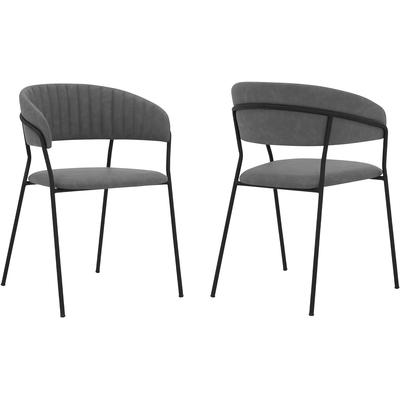 Set of 2 Macey Modern Faux Leather and Metal Dining Room Chairs