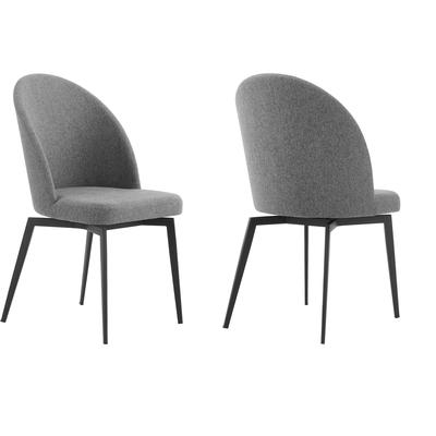 Set of 2 Bruce Swivel Grey Fabric and Metal Dining Room Chairs