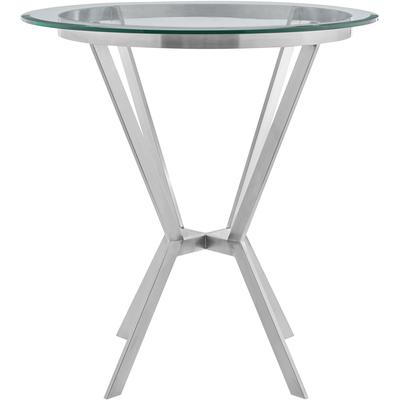 LeBlanc Round Glass and Brushed Stainless Steel Dining Table